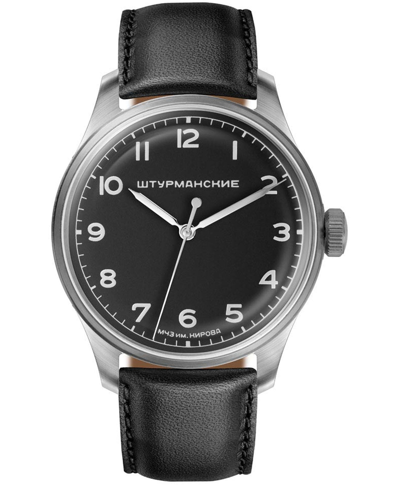 Штурманские Штурманские Гагарин 2609/3731230  2609/3731230 механические мужские часы черный циферблат, браслет кожаный — вид спереди